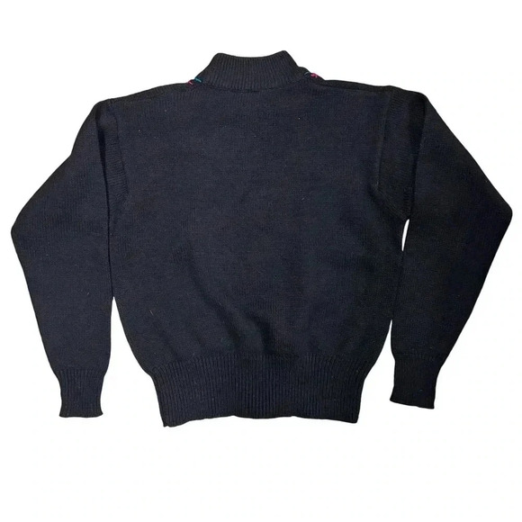 Nicole Curie Womens Medium Black Sweater with Bright Color Embroidered Flowers - Picture 2 of 4